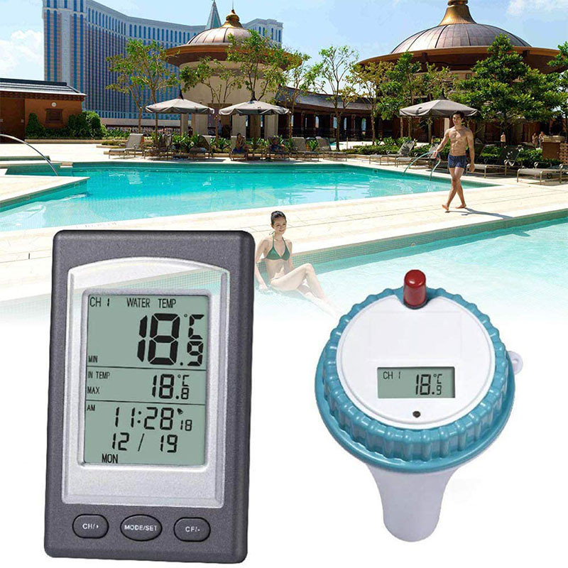 Pool Alarm Float - デジタル温度計,ワイヤレス,屋外フローティング,スパ,バス,カレンダー,アラーム付き温度計,40〜60,Olyc長距離