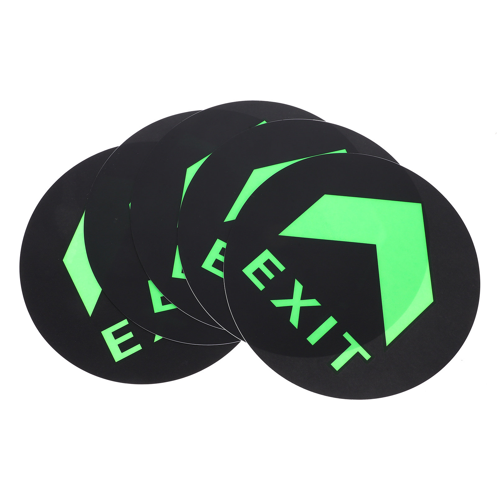 Emergency Exit Sign - 5枚組 夜間発光式避難指示標識 フロアステッカー 緊急避難方向表示用粘着安全ステッカー 公共スペース用