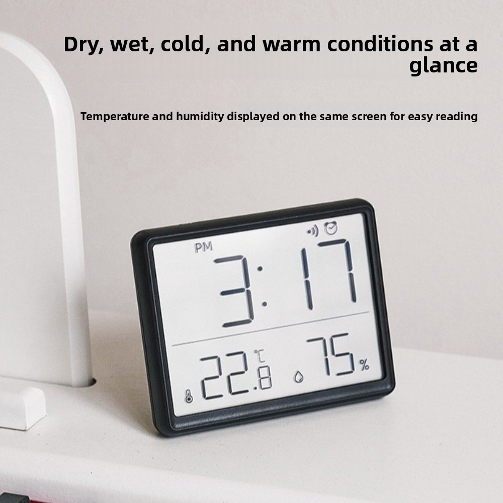 Pool Alarm Float - 磁気吊り下げ時計大型液晶画面デジタル表示デジタル目覚まし時計超薄型湿度感知キッチン時計家庭用