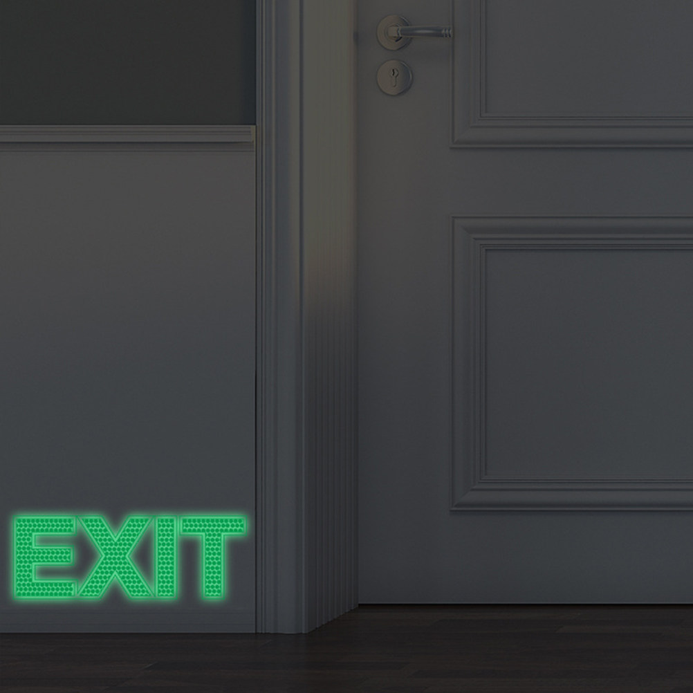 Emergency Exit Sign - 出口壁面安全ステッカー 夜光発光 緊急サイン ドアゲート 6.5x19cm スーパーマーケット