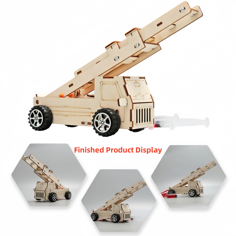 Fire Escape Ladder - DIY木製はしご消防車モデルキット 子供向け - 教育用物理科学玩具 STEM学習実験ツール 子供へのギフト