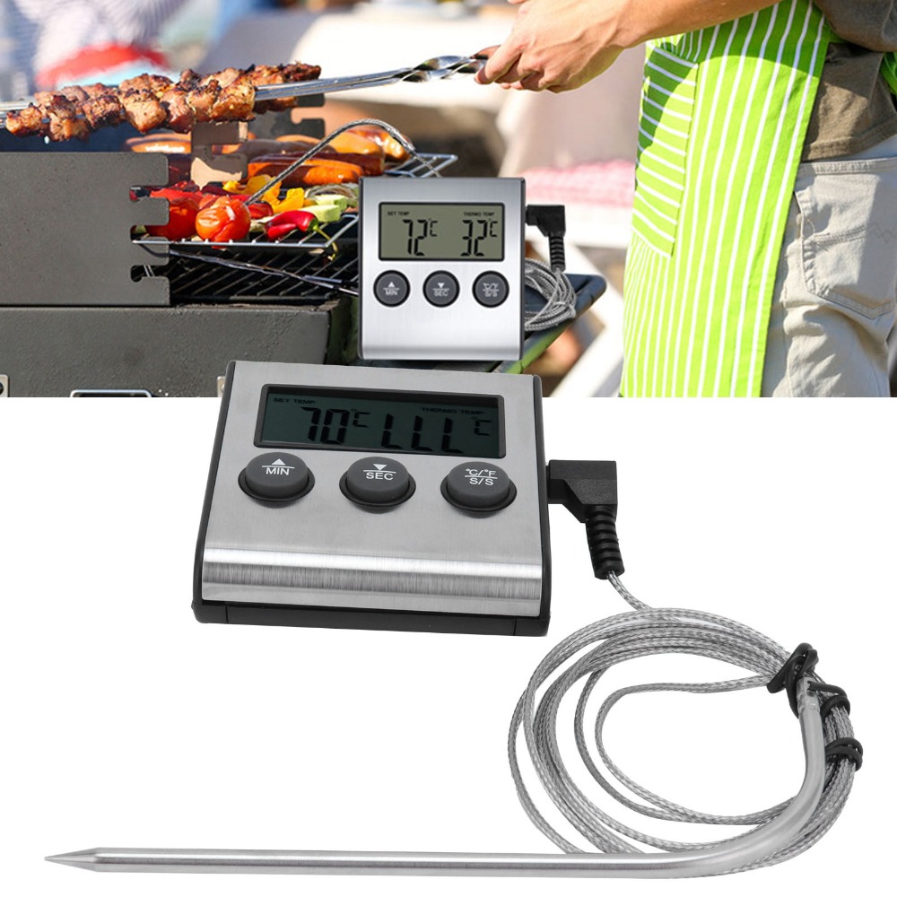 Pool Alarm Float - シルバーデジタルBBQ肉用温度計タイマーアラーム大型LCDディスプレイキッチン温度計有線プローブコンパクトボディ