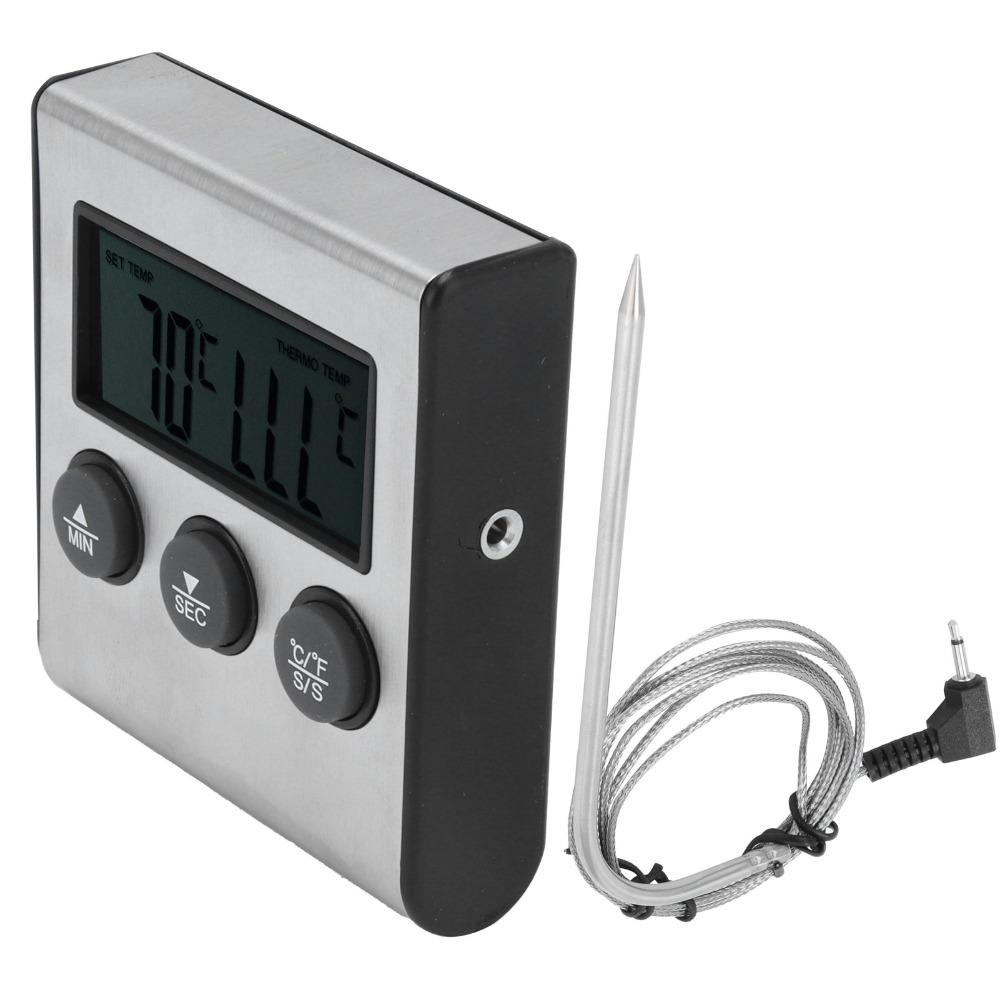 Pool Alarm Float - シルバーデジタルバーベキュー肉用温度計タイマーアラーム有線プローブキッチン温度計壁掛けコンパクトボディ調理用温度計