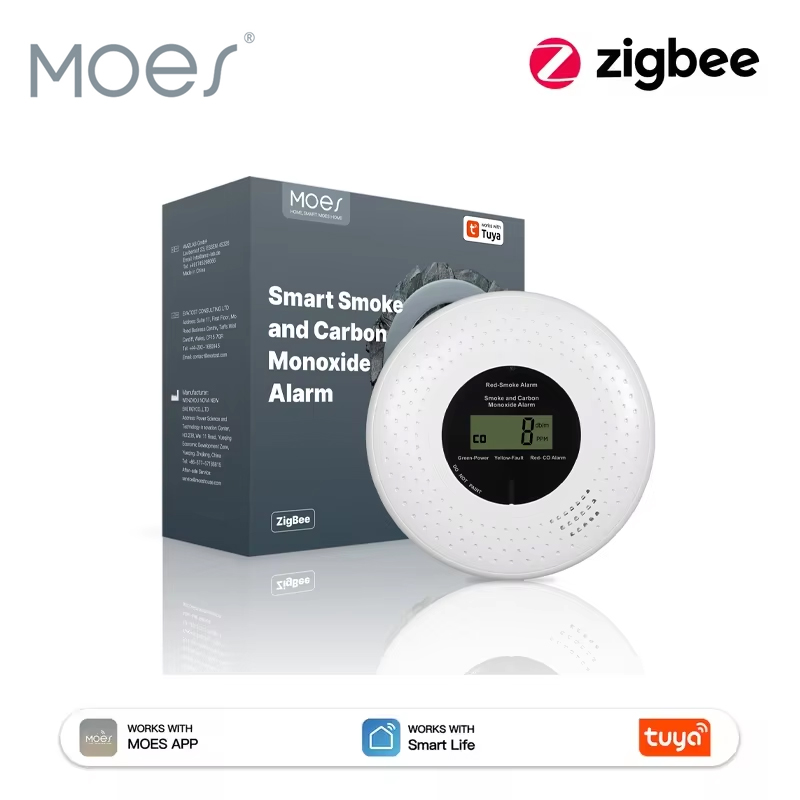 Co Detector Plug - MOES Tuya ZigBee 煙・一酸化炭素検知器 2-in-1 スマートCOガスアラーム