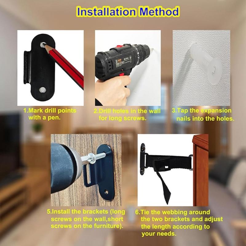 調整可能な落下防止家具ストラップステンレス鋼壁アンカー地震安 - Earthquake Anchor Strap のレビューと価格