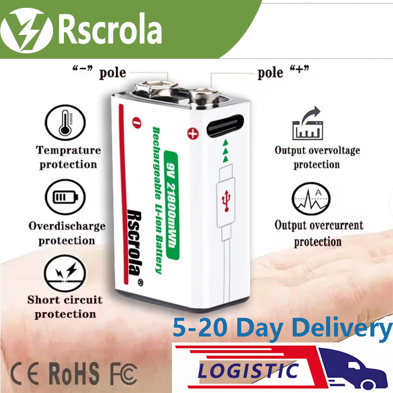 Rscrola 9V 21800mWhリチウムイオン充電式バ - Smoke Detector Interconnected のレビューと価格