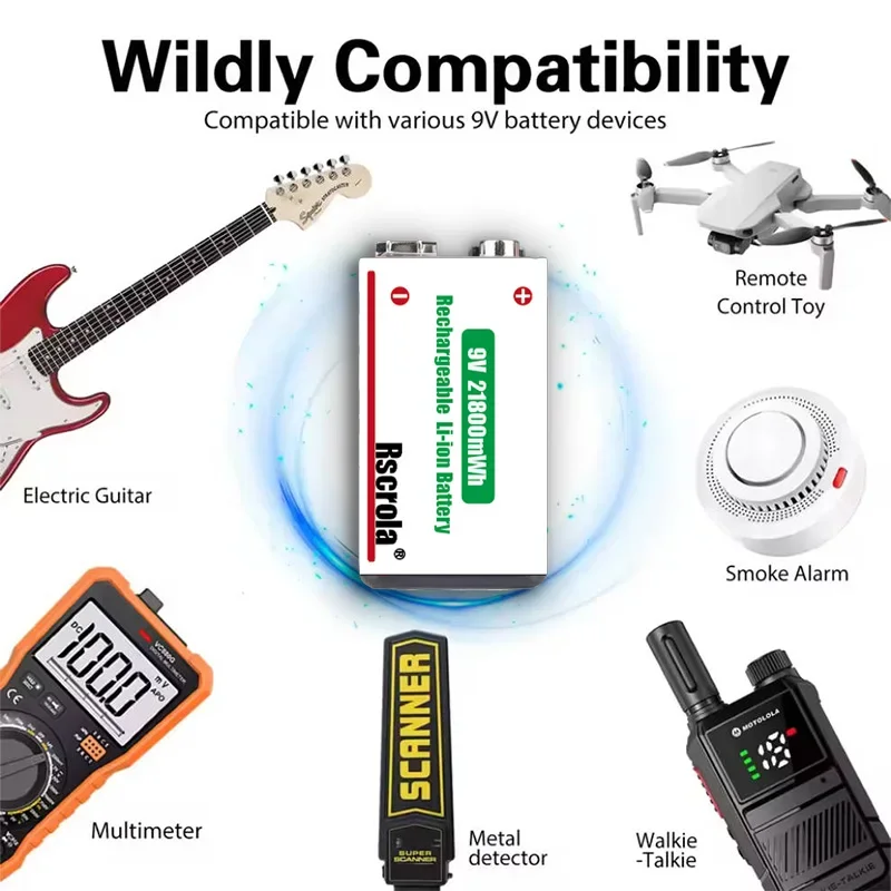 Rscrola 9V 21800mWhリチウムイオン充電式バ - Smoke Detector Interconnected のレビューと価格