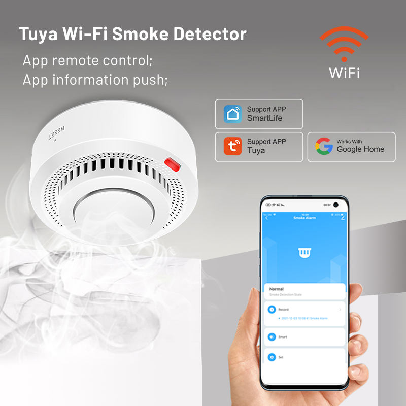 2パックTuyaスマートWiFi煙感知器、リアルタイムAPP - Smoke Detector Interconnected のレビューと価格