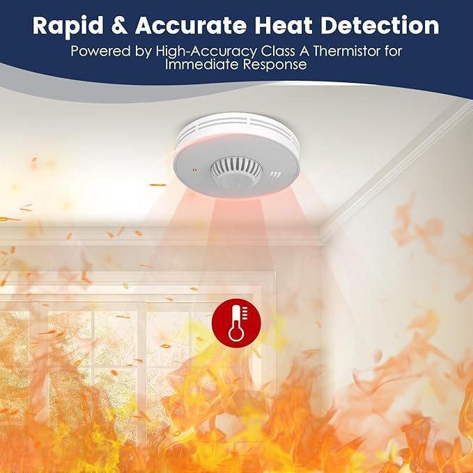 ワイヤレス連動煙熱感知器、10年間密閉型リチウム電池搭載、家 - Smoke Detector Interconnected のレビューと価格
